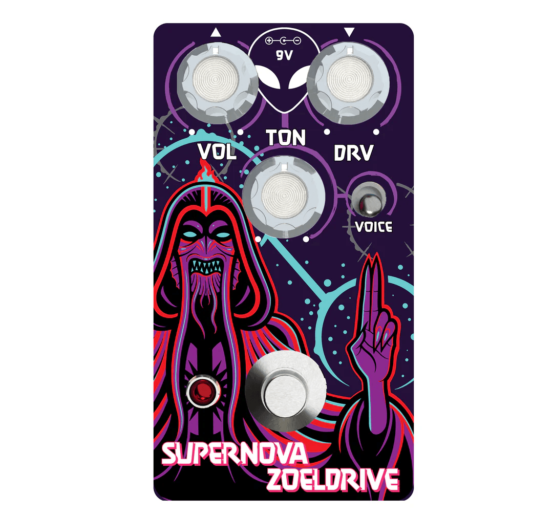 Interstellar Audio MachinesのSupernova Zoeldriveは、多彩なトーンと高い操作性を持つオーバードライブペダル。ギタリストの表現力を最大限に引き出します。