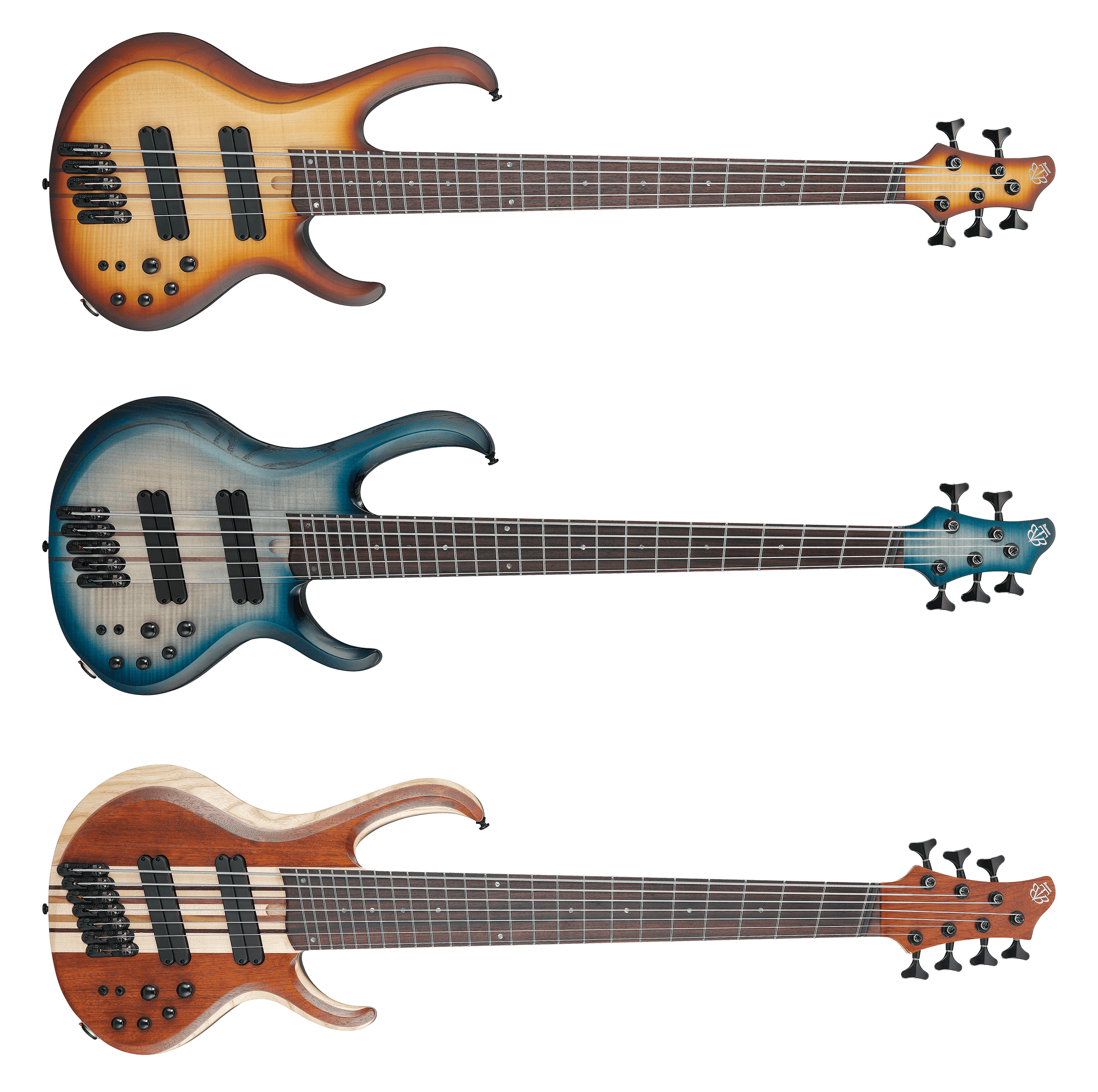 IBANEZ BTB シリーズ - IbanezのBTBシリーズからの新作、BTB705LM NNF、BTB705LM CTL、BTB7MS NMLは、多様なスケールと高度な機能性を備え、各モデルが独自の音色と演奏性を提供します。