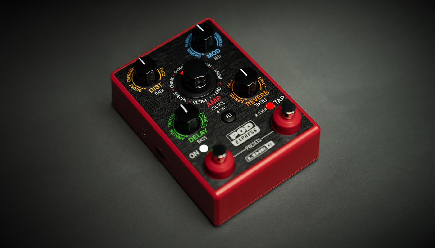 Line 6 POD Express Guitarは、HXファミリープロセッサーから継承した高品質なサウンドとフィールを実現する超ポータブルなアンプ＆エフェクトプロセッサーです。